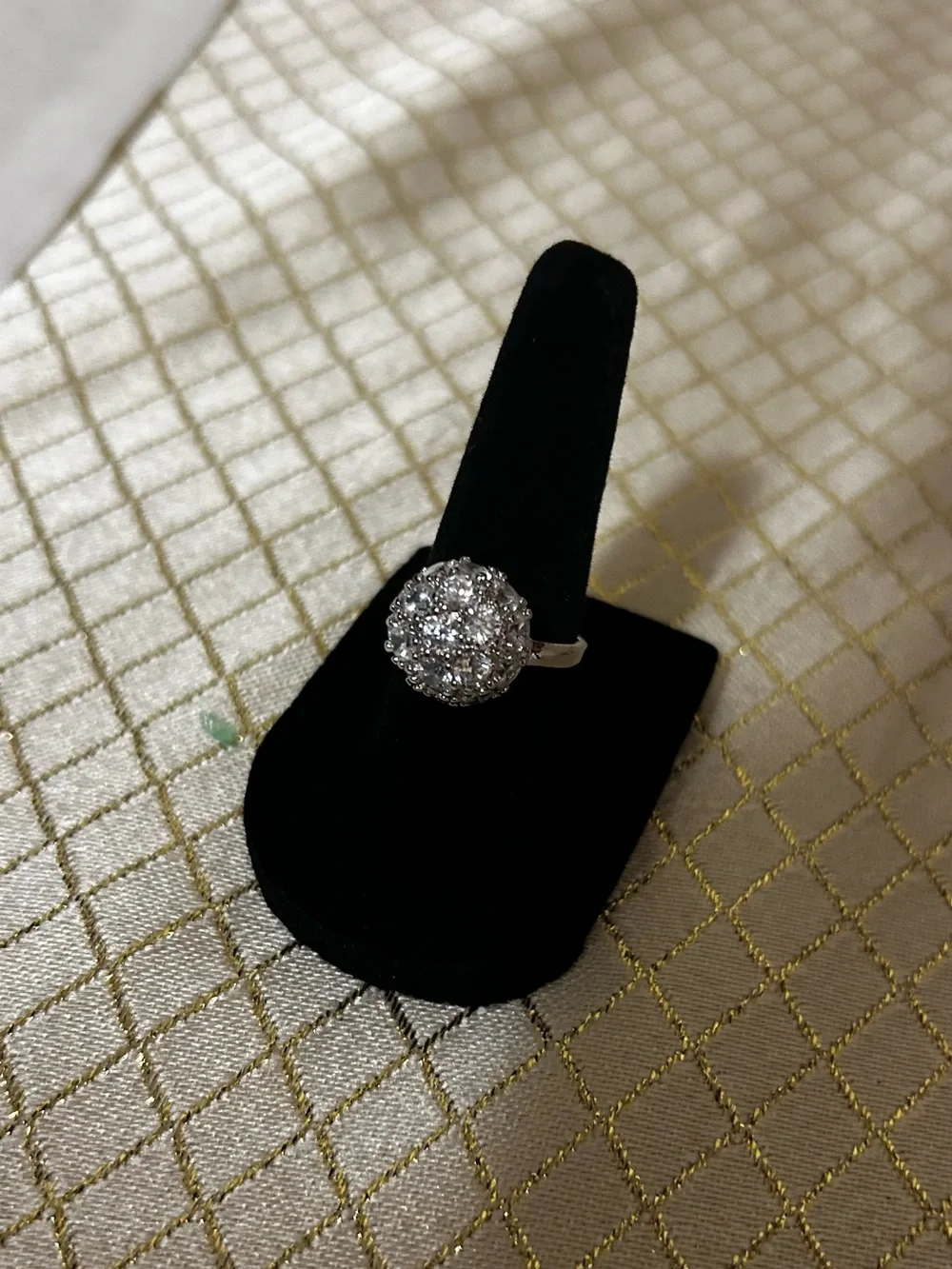 Crystal Cluster Cocktail Ring - White Gold Plated